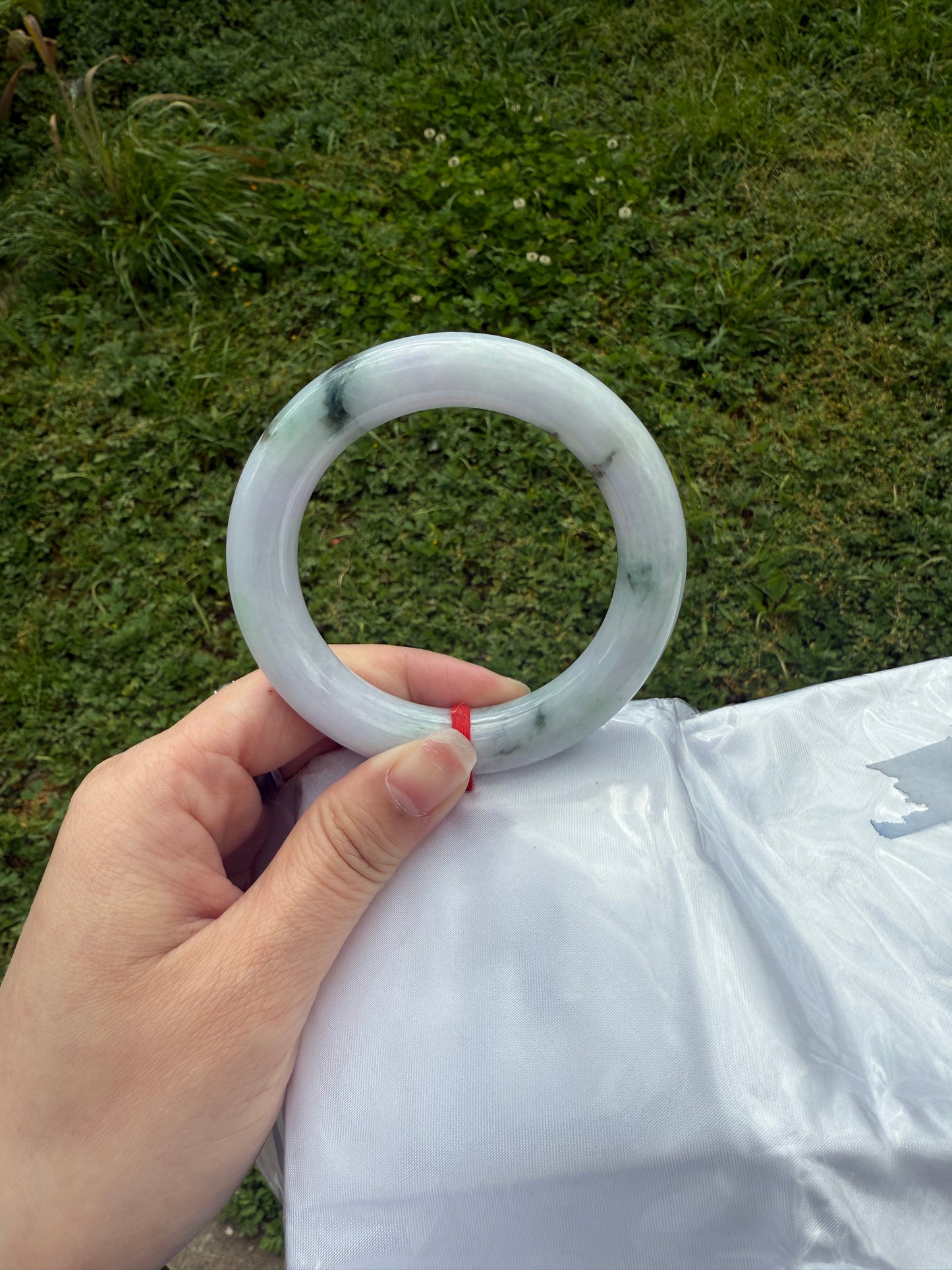 "Purple Jade Bangle – Smooth ‘Flying Flower’ Pattern" SIZE 56 57  58