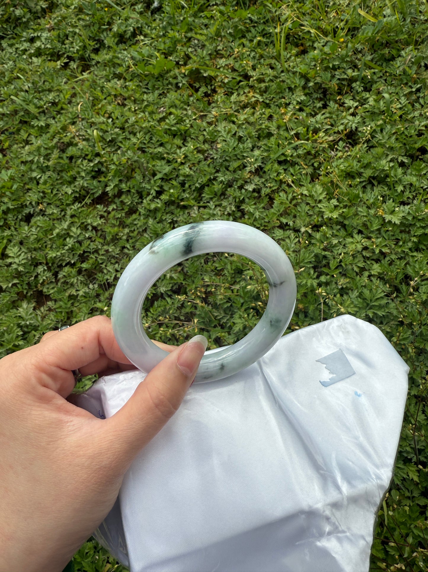 "Purple Jade Bangle – Smooth ‘Flying Flower’ Pattern" SIZE 56 57  58