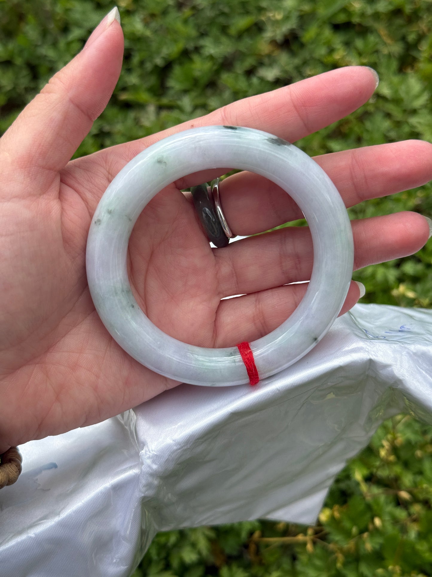 "Purple Jade Bangle – Smooth ‘Flying Flower’ Pattern" SIZE 56 57  58