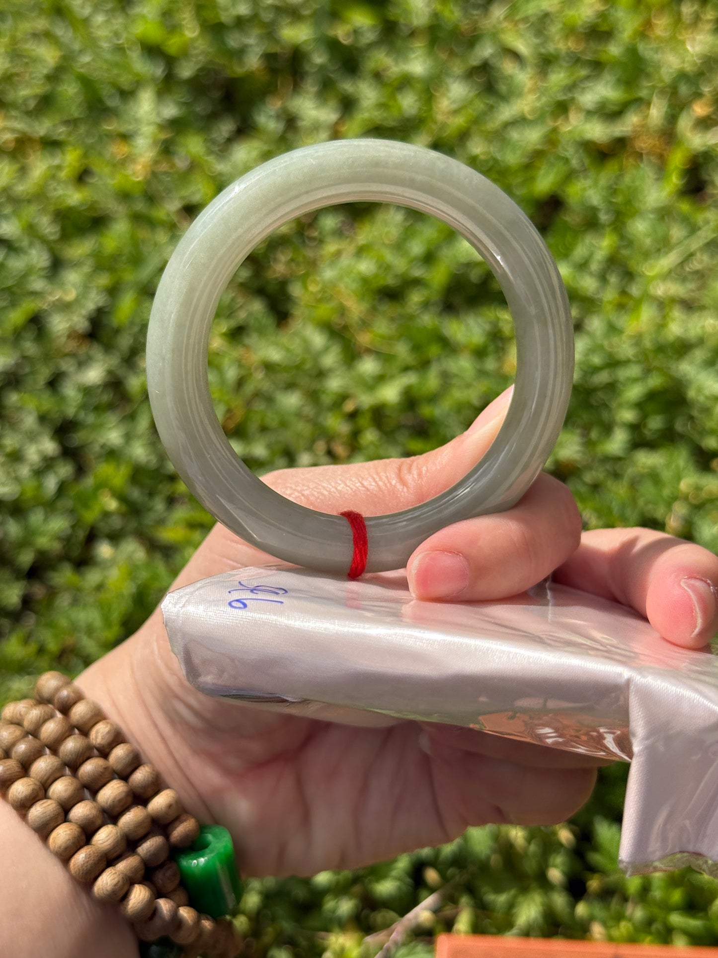 "Light Green Jade Bangle – Smooth Texture, Classic Elegance" SIZE 53 54 55