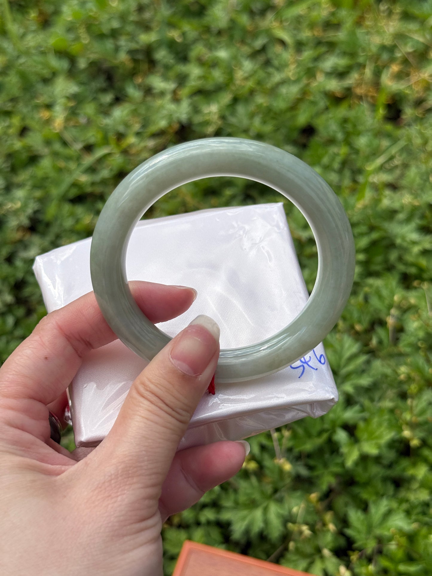 "Light Green Jade Bangle – Smooth Texture, Classic Elegance" SIZE 53 54 55